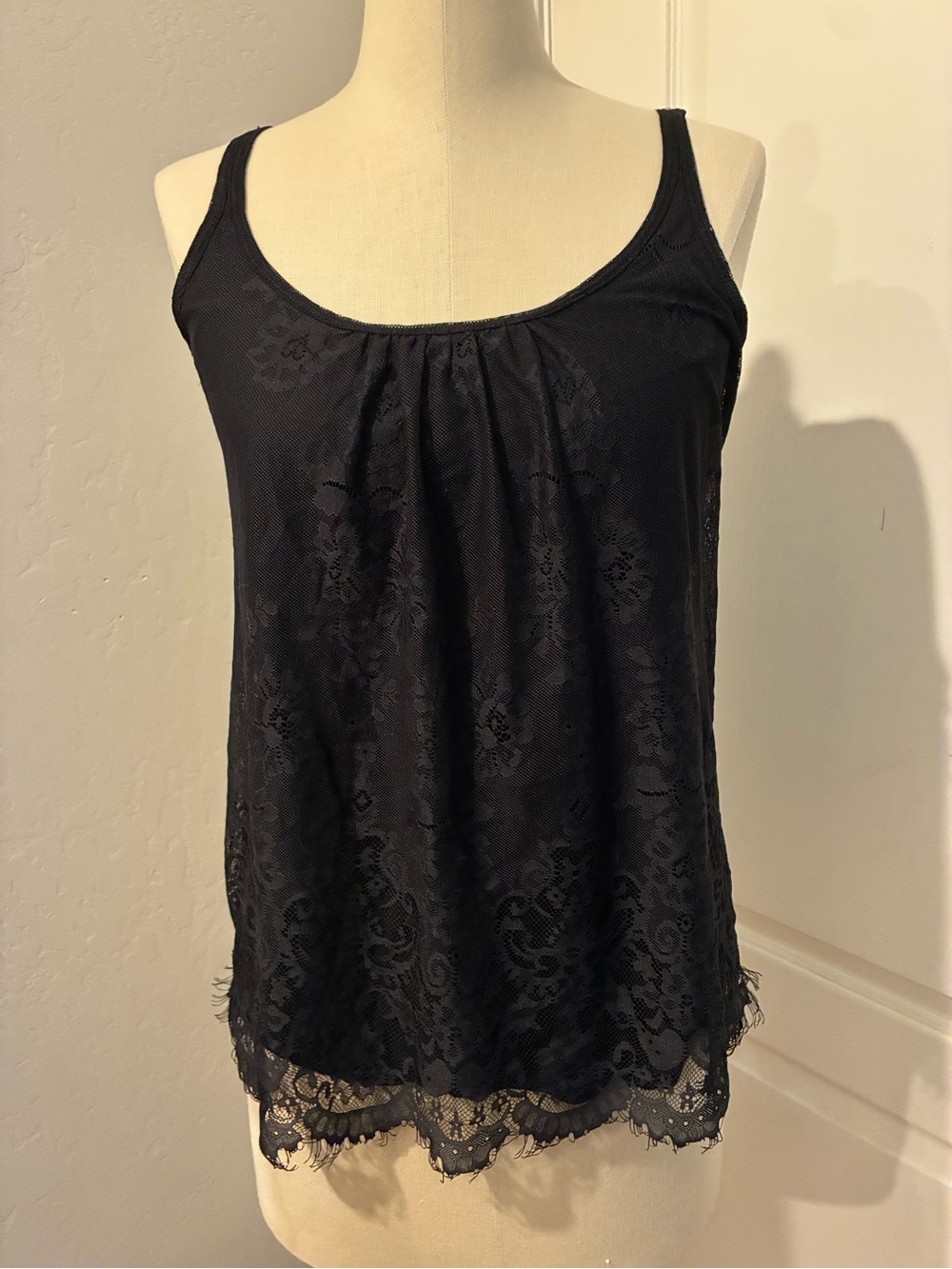 New York & Company Black Lace Camisole Tank Top